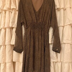 Fate Brown Leopard Long Sleeve Dress